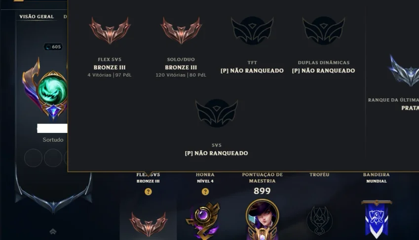 Bronze 3 com TODOS os Champs e 253 Skins ( ADC / JG / MID )