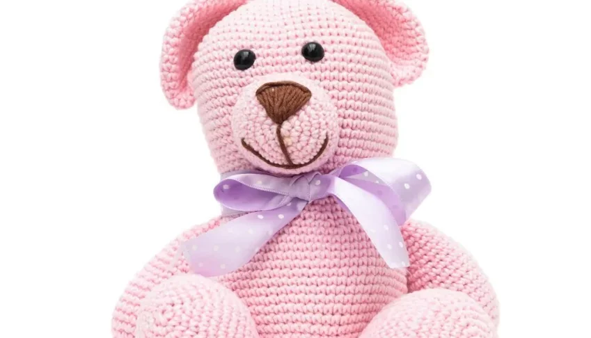 Urso Rosa Amigurumi Crochê Artesanal Bebê Menina