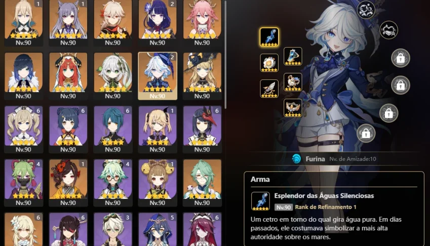 Conta Furina C2 + Arma, Raiden C2 e mais