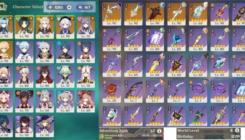 Conta de GI com 180 Summons, 5 Personagens e 5 armas