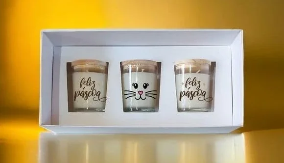 Kit com 3 Velas de Páscoa de 70 g e Caixa