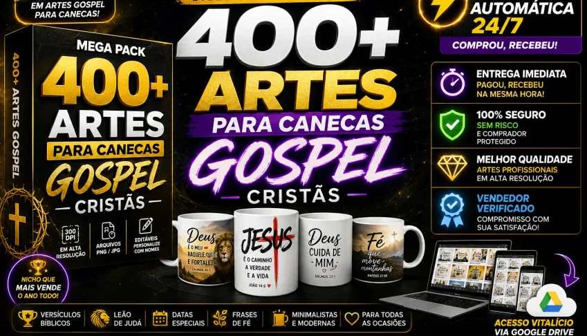 🔥 Mega Pack 400+ Artes Para Canecas Gospel Cristãs