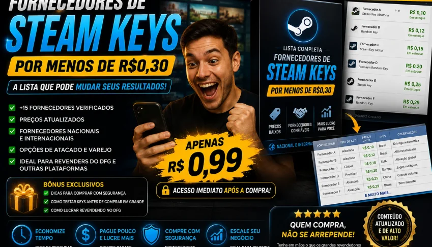 🔥Fornecedores De Steam Keys Por Apenas R$0,99
