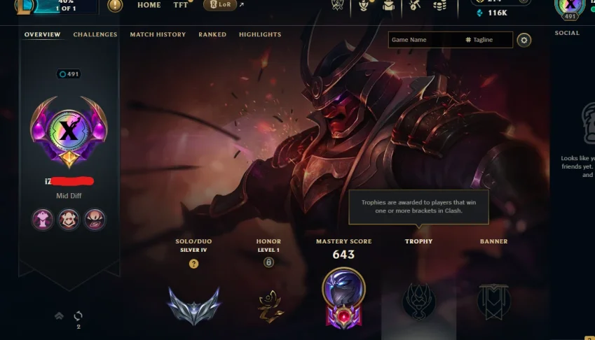 Conta com TODOS os champs e 210 Skins ( Nivel 491 ) 100k+ EA