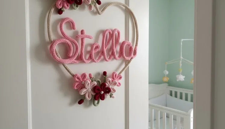 Guirlanda de Coração jardim personalizado em Tricotin