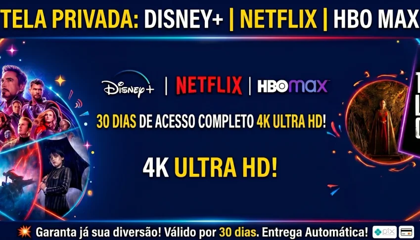 NETFLIX + DISNEY+ e HBO MAX Juntos + 30 dias de SUPORTE