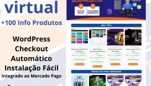loja virtual completa com 100 produtos digitais inclusos