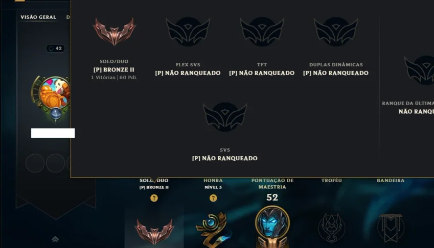 Bronze 2 com 60 Champs e 43 Skins