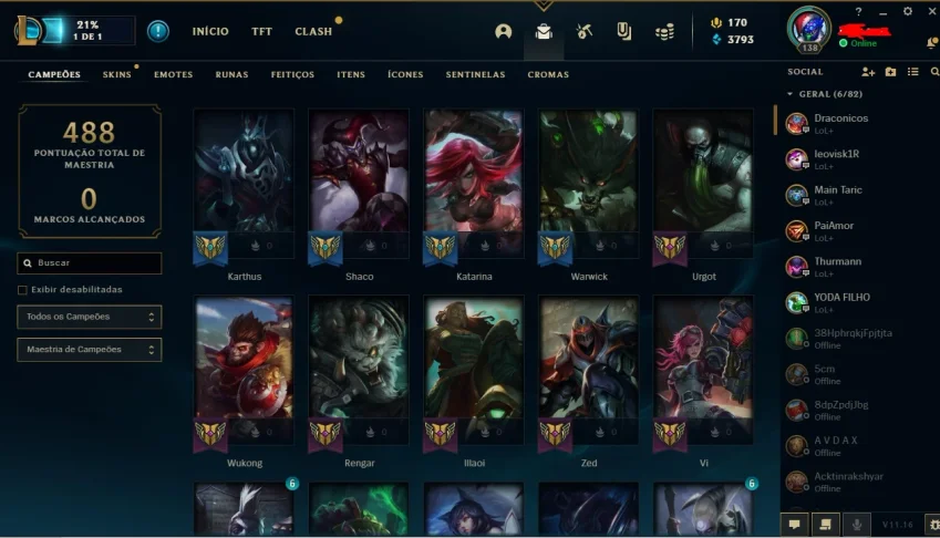 Conta LOL - único dono - nunca banida - 88 skins
