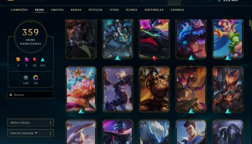 Conta lol lv566, 359 skins, elo esmeralda 4 e primeiro dono!