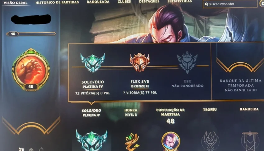 Conta de lol platina 4 -soloq