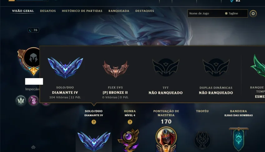 Diamante 4 com 80 Champs e 24 Skins