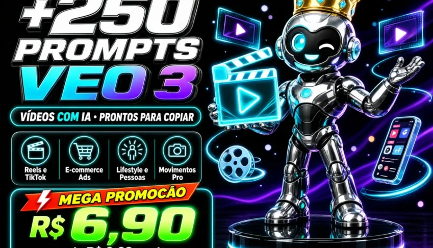 Pack +250 Prompts Veo 3 | Vídeos Com Ia Prontos Para Copiar