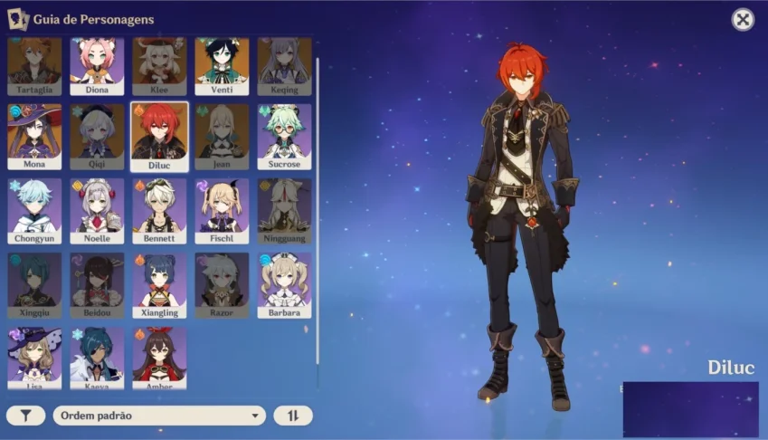 Conta diluc+mona+venti +2 armas 5 estrelas