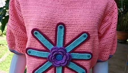 Blusa Flor em Crochê