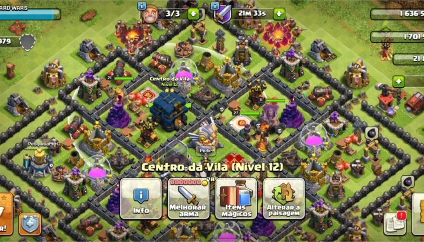 conta de clash of clans cv 12