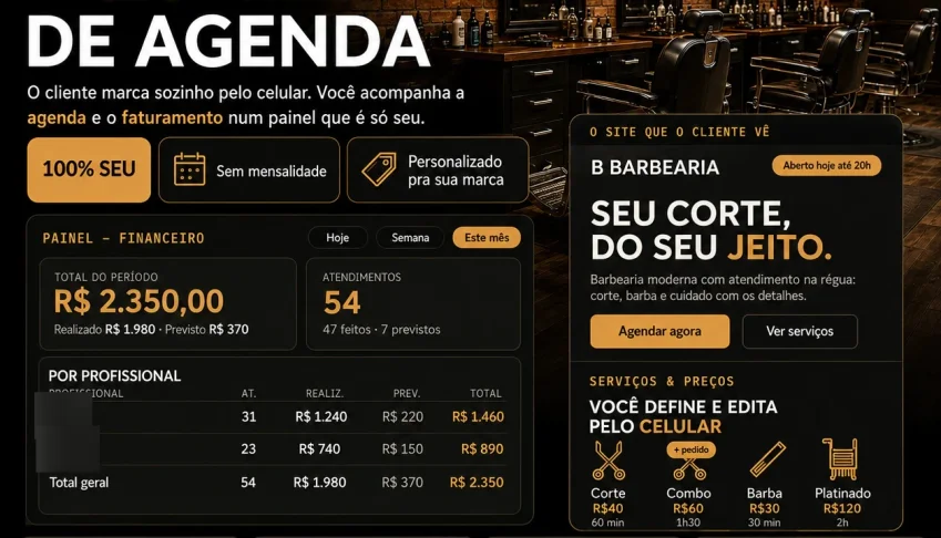 Site para Barbearia 💈 Agenda Online + Painel Financeiro