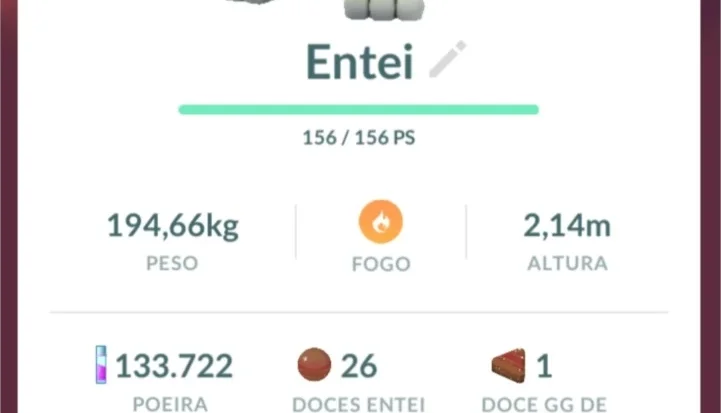 Entei Pokémon Go - (Leia a Descrição) Lendário PC 1700+