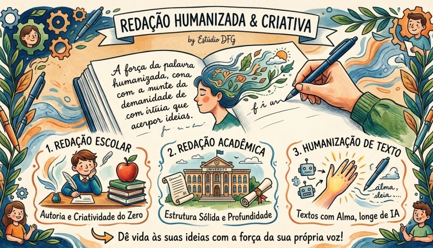 Redação Escolar Humanizada | Sem IA, 100% Original e Autênti
