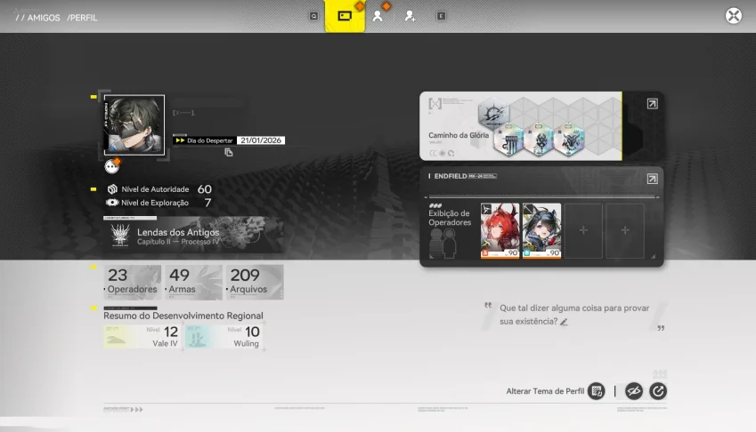 Conta Arknight PRE registro level 60.