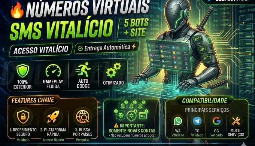 🔥 Números Virtuais SMS Vitalício | 5 Bots + Site 🔥