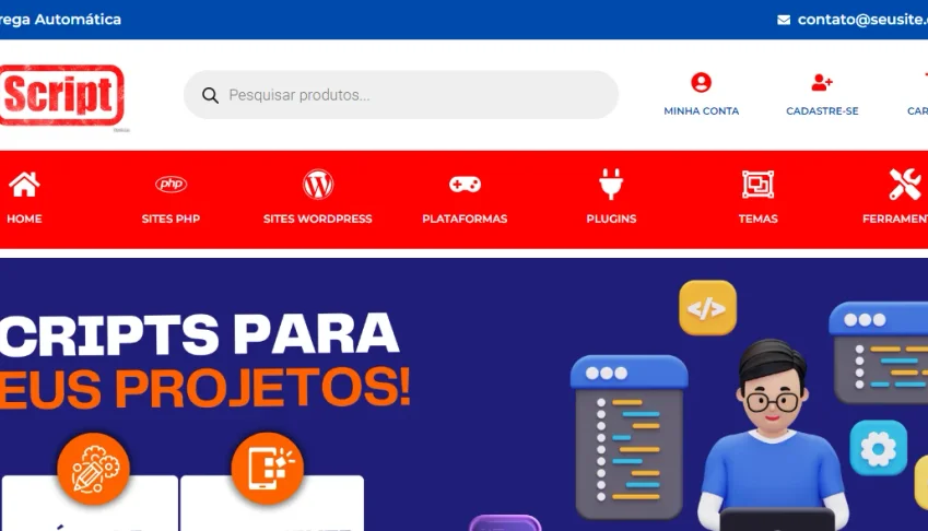 Loja virtual de scripts e sites + 20 produtos inclusos 2025
