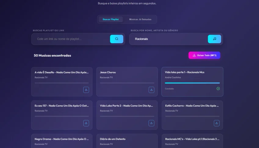 🎵 MusicCloud: Baixar Playlists YouTube MP3 + Busca Gênero