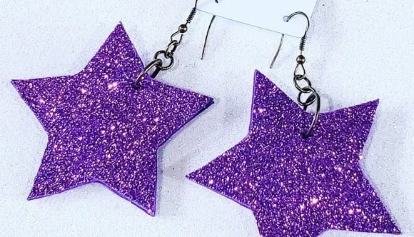 Brincos Estrela Roxo Eva