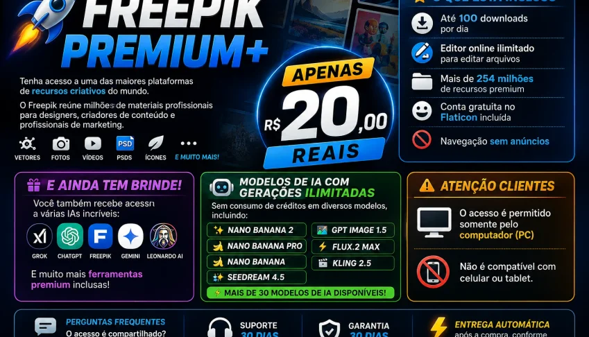 Magnific Freepik Premium+ Conta Anual [ Garandia 30 Dias ]