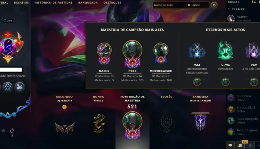 Conta lol | Nvl 390 | Todos os campeões | Rank baixo | Skin