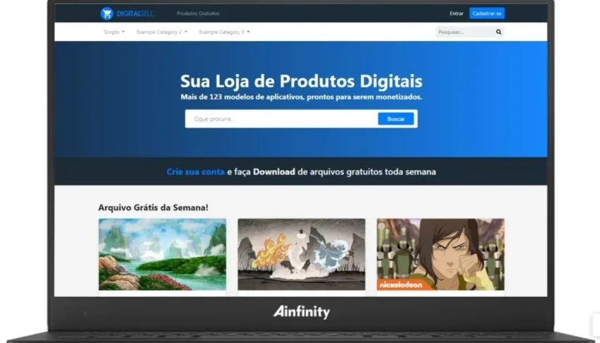 Loja de vendas online com entrega via download