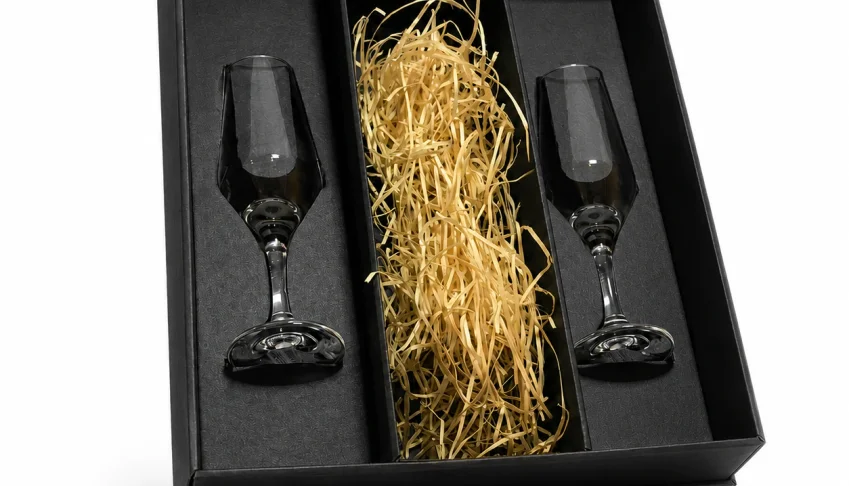 Kit com 2 Taças para Champagne e Caixa