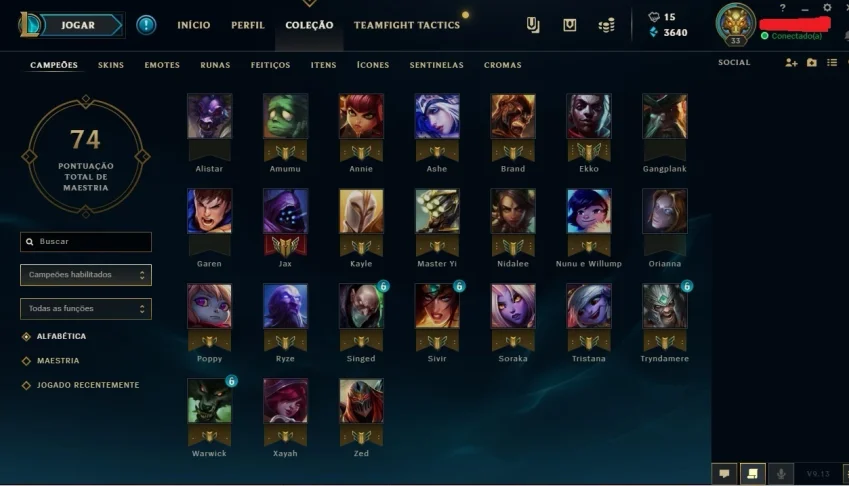 CONTA LOL BR - LV33 - 24 CHAMP