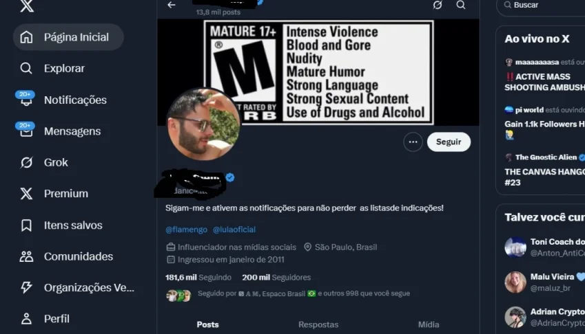 Vendo Perfil Twitter 200 mil seguidores ativos