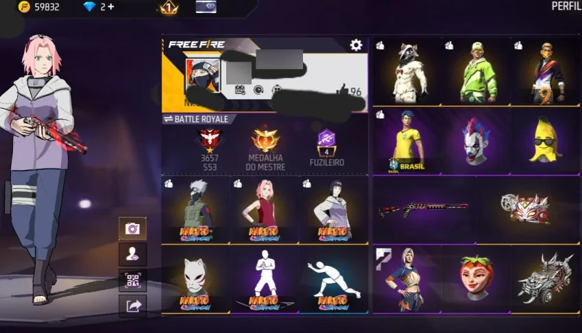 Conta Free Fire Nível 34 Com Várias Skins, Itens, Armas.