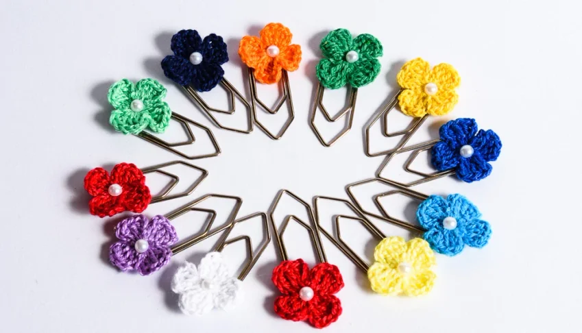 Kit clips flor de crochê