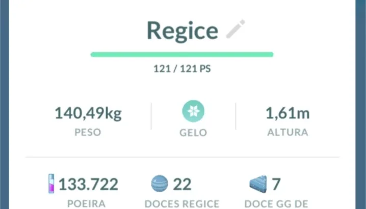 Regice Pokémon Go - (Leia a Descrição) Lendário PC 1600+