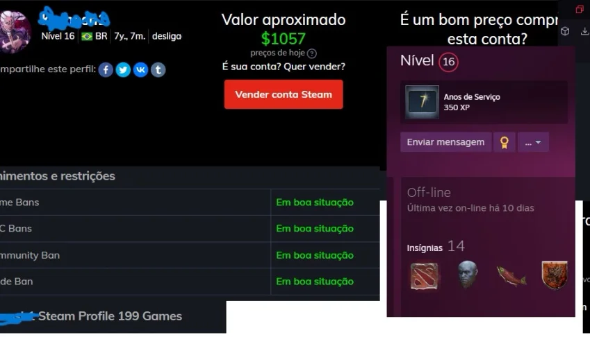 Conta steam lvl 16
