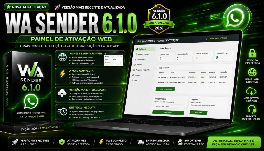 Wa Sender 6.1.0 Revenda de Licenças 2026-07 Customizável