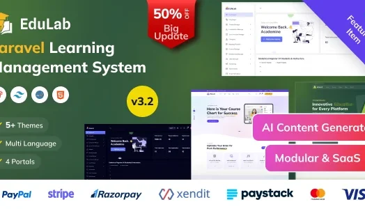 Edulab LMS - Sistema de Gestão de Aprendizagem Laravel php