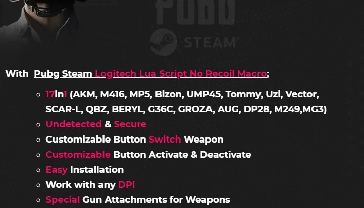 MACRO PUBG STEAM E PUBG LITE  MOUSES LOGITECH