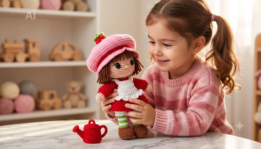 Boneca Moranguinho em crochê anigurumi