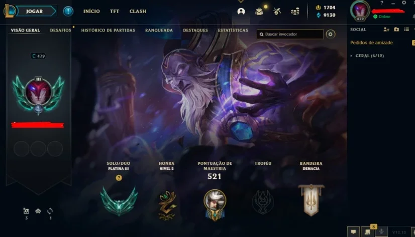 Conta de lol com muita skin, RP e campeoes