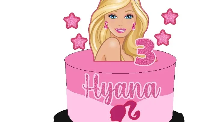 🎀 Arte Digital - Corte de Bolo | Topper - Barbie  🍰