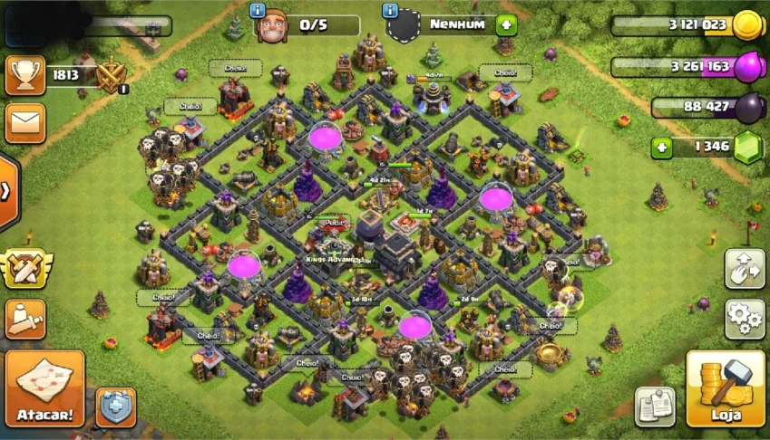 Clash of Clans - CV9 SemiFull, Rei 15/Rainha 15 - Barato!