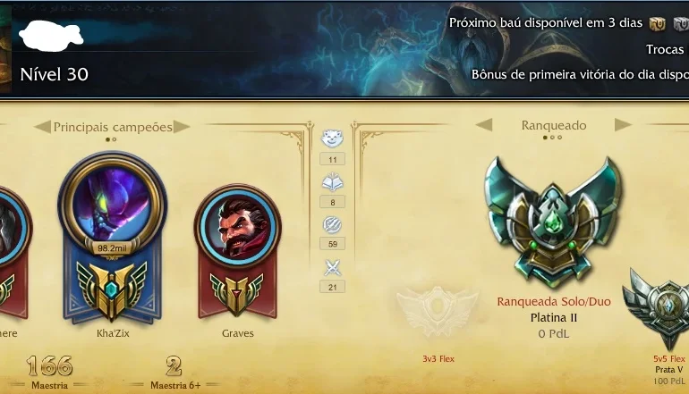 Conta lol Platina 2 - Completa