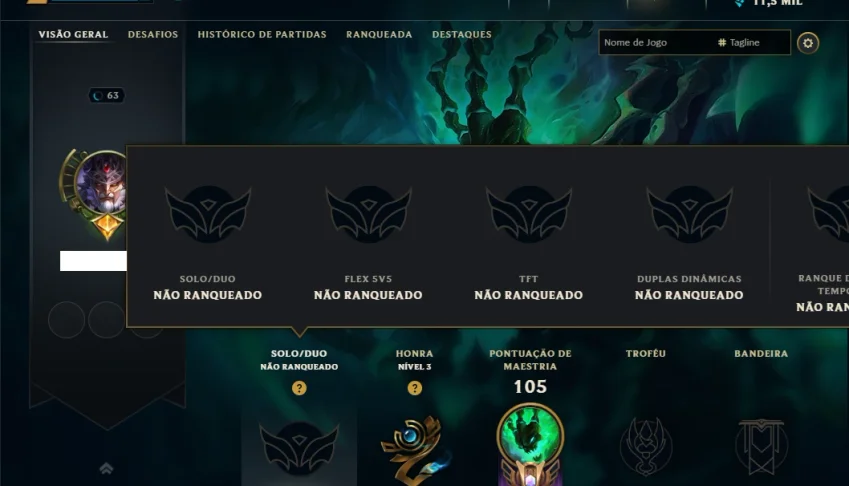 Unranked com 50 Champs e 38 Skins