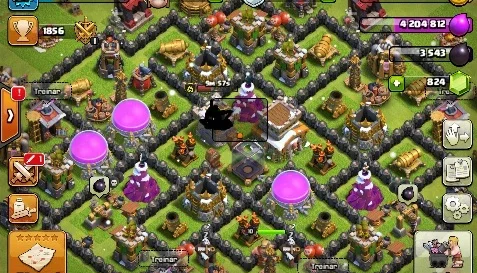 clash of clans cv8 com 4 construtores e 824 gemas