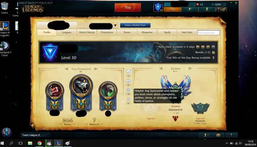 Conta De League Of Legends (LOL) Diamante IV
