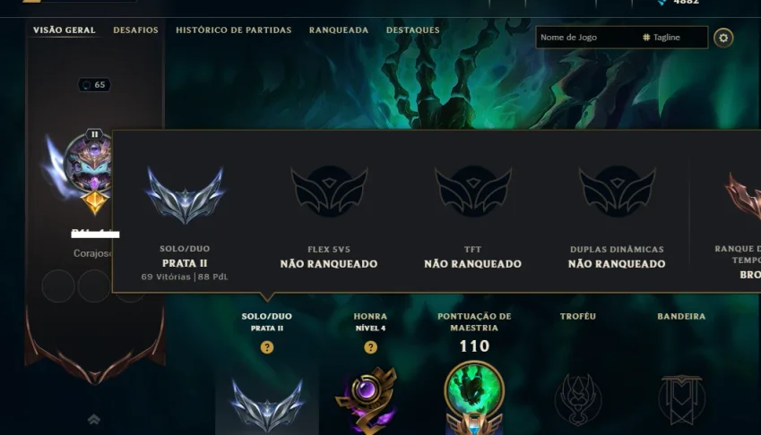 Prata 2 com 60 Champs e 39 Skins ( JG / ADC / MID )
